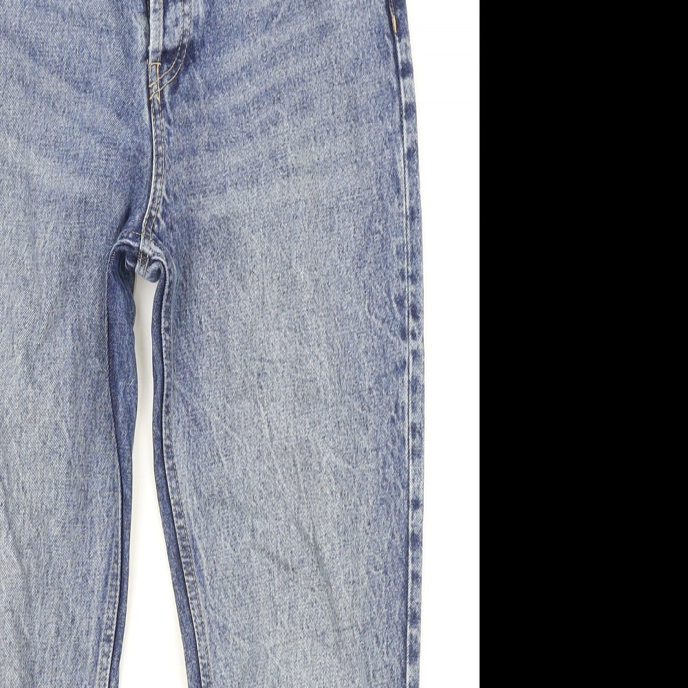 Zara Womens Blue Cotton Straight Jeans Size 8 Regular Button