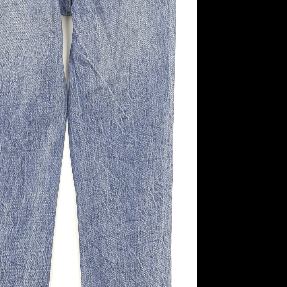 Zara Womens Blue Cotton Straight Jeans Size 8 Regular Button
