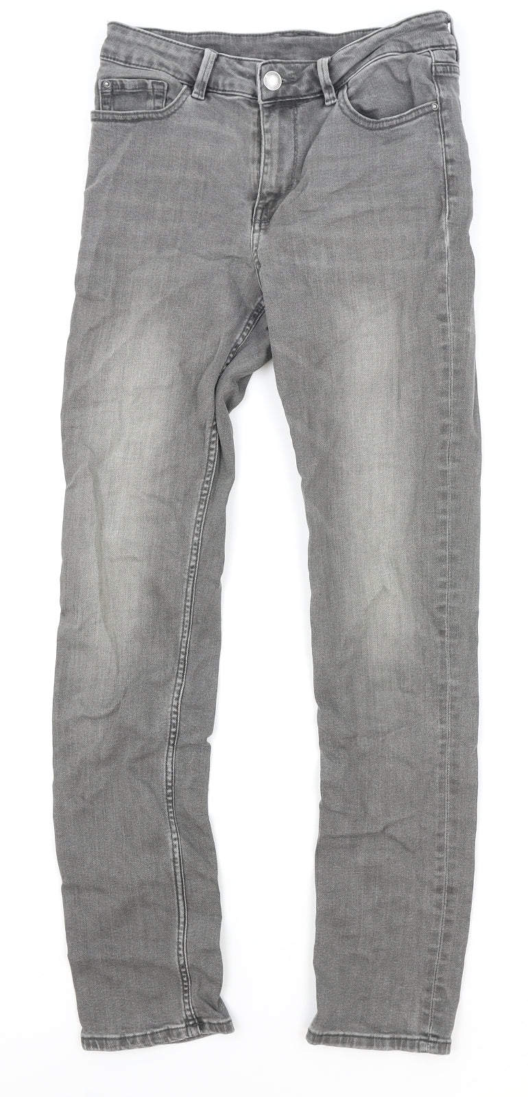 Marks and Spencer Womens Grey Cotton Skinny Jeans Size 8 Regular Zip