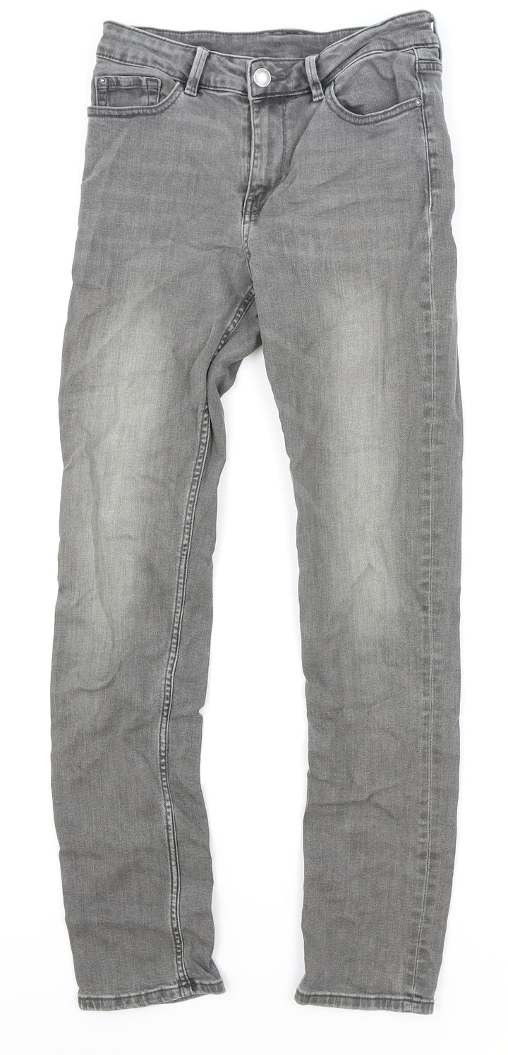 Marks and Spencer Womens Grey Cotton Skinny Jeans Size 8 Regular Zip