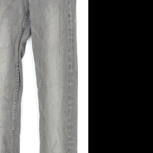Marks and Spencer Womens Grey Cotton Skinny Jeans Size 8 Regular Zip