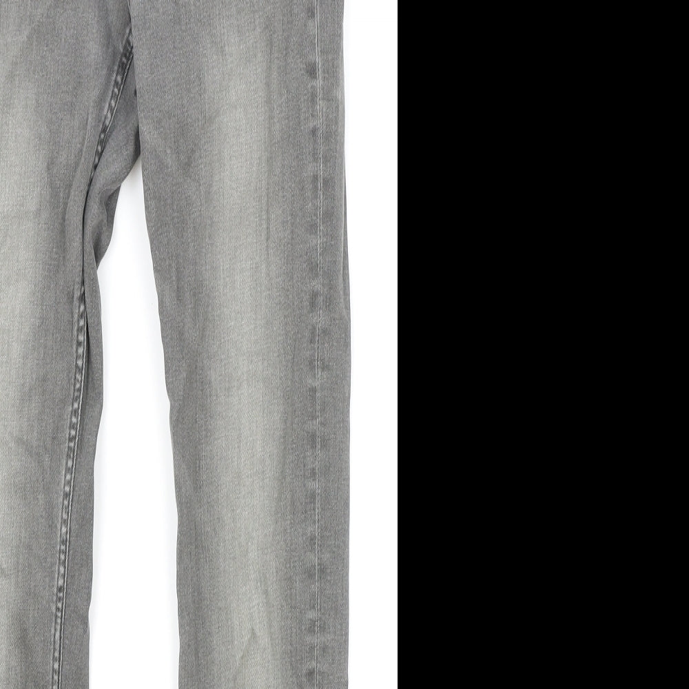Marks and Spencer Womens Grey Cotton Skinny Jeans Size 8 Regular Zip