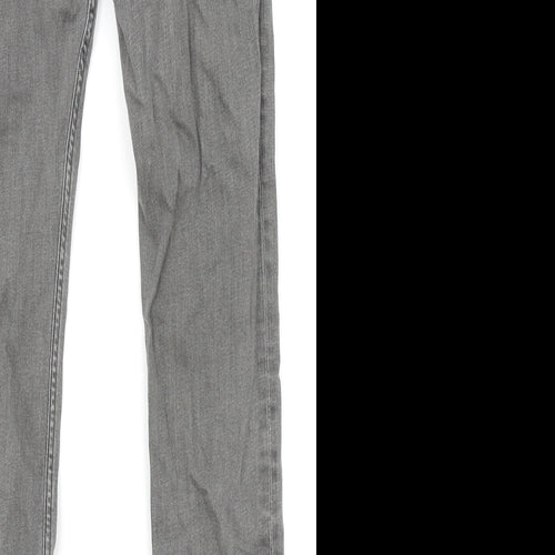 Marks and Spencer Womens Grey Cotton Skinny Jeans Size 8 Regular Zip
