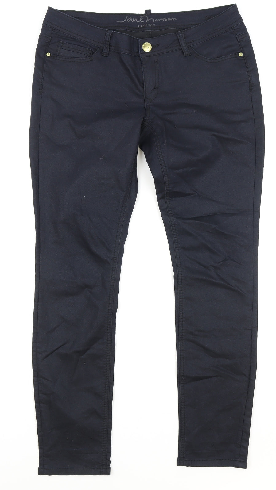 Jane Norman Womens Blue Cotton Skinny Jeans Size 12 Regular Zip