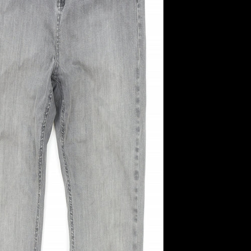 Per Una Womens Grey Cotton Straight Jeans Size 34 in Slim Zip