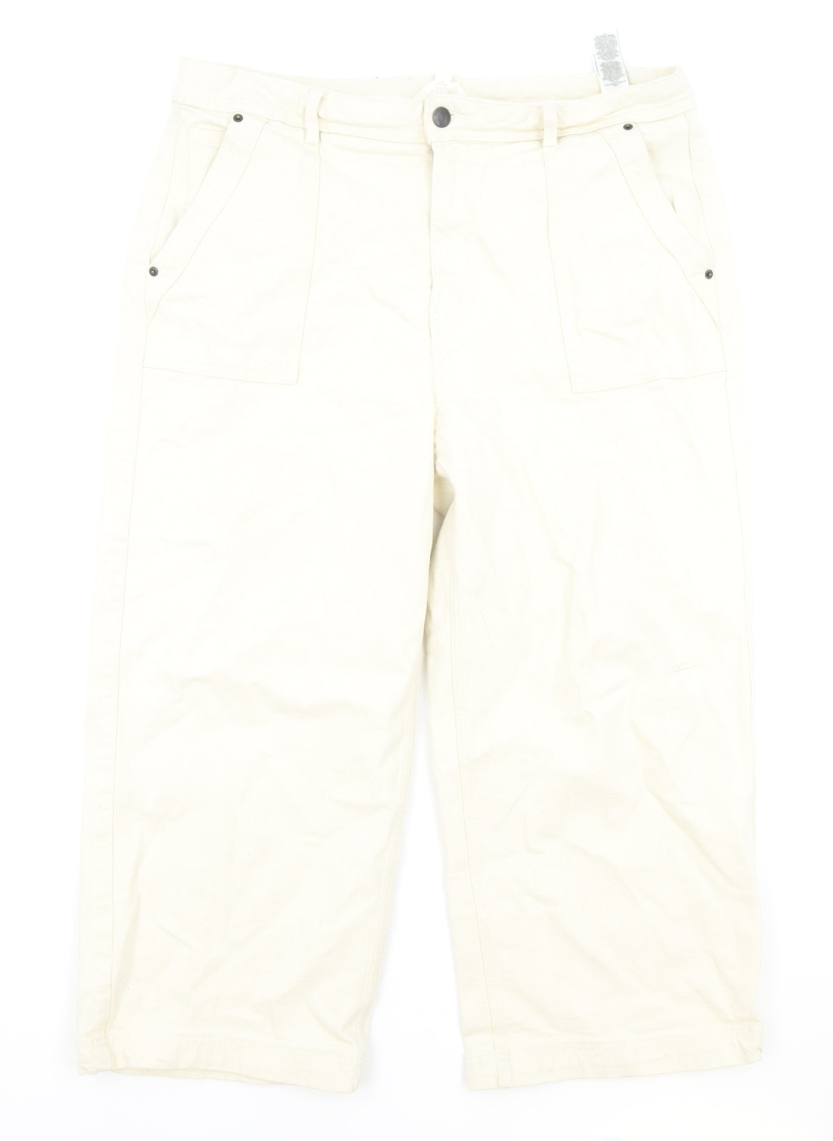 Per Una Womens Ivory Cotton Straight Jeans Size 18 Regular Zip