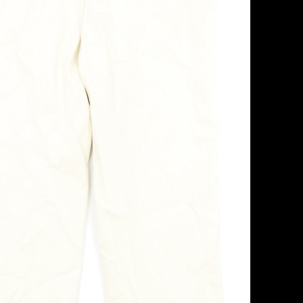 Per Una Womens Ivory Cotton Straight Jeans Size 18 Regular Zip