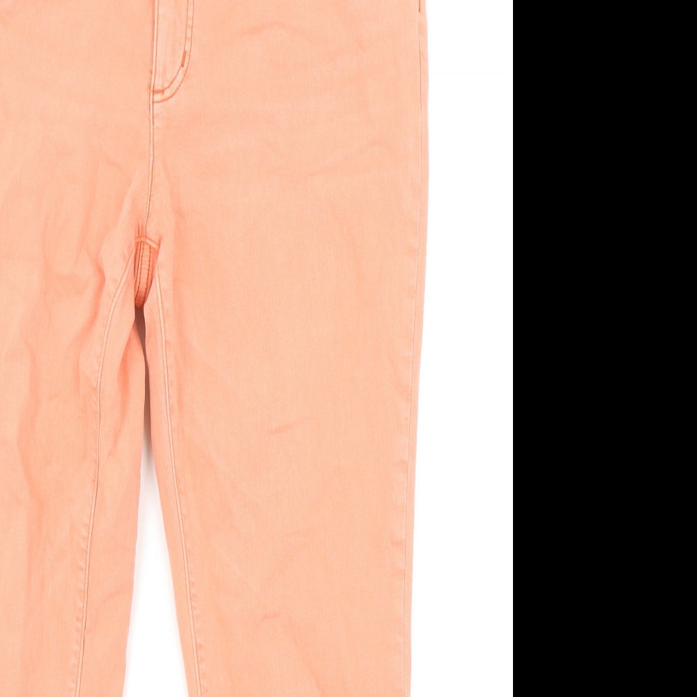 Land's End Womens Pink Cotton Straight Jeans Size 16 Regular Zip