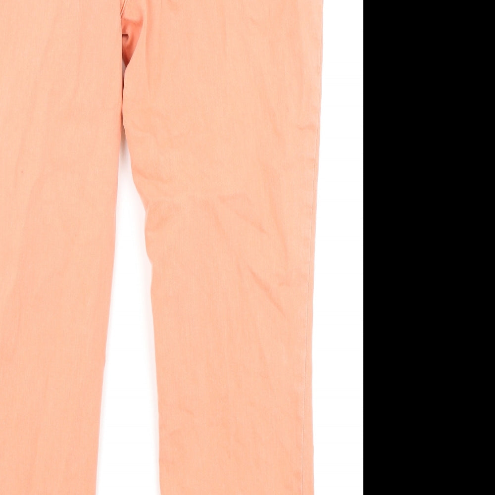 Land's End Womens Pink Cotton Straight Jeans Size 16 Regular Zip