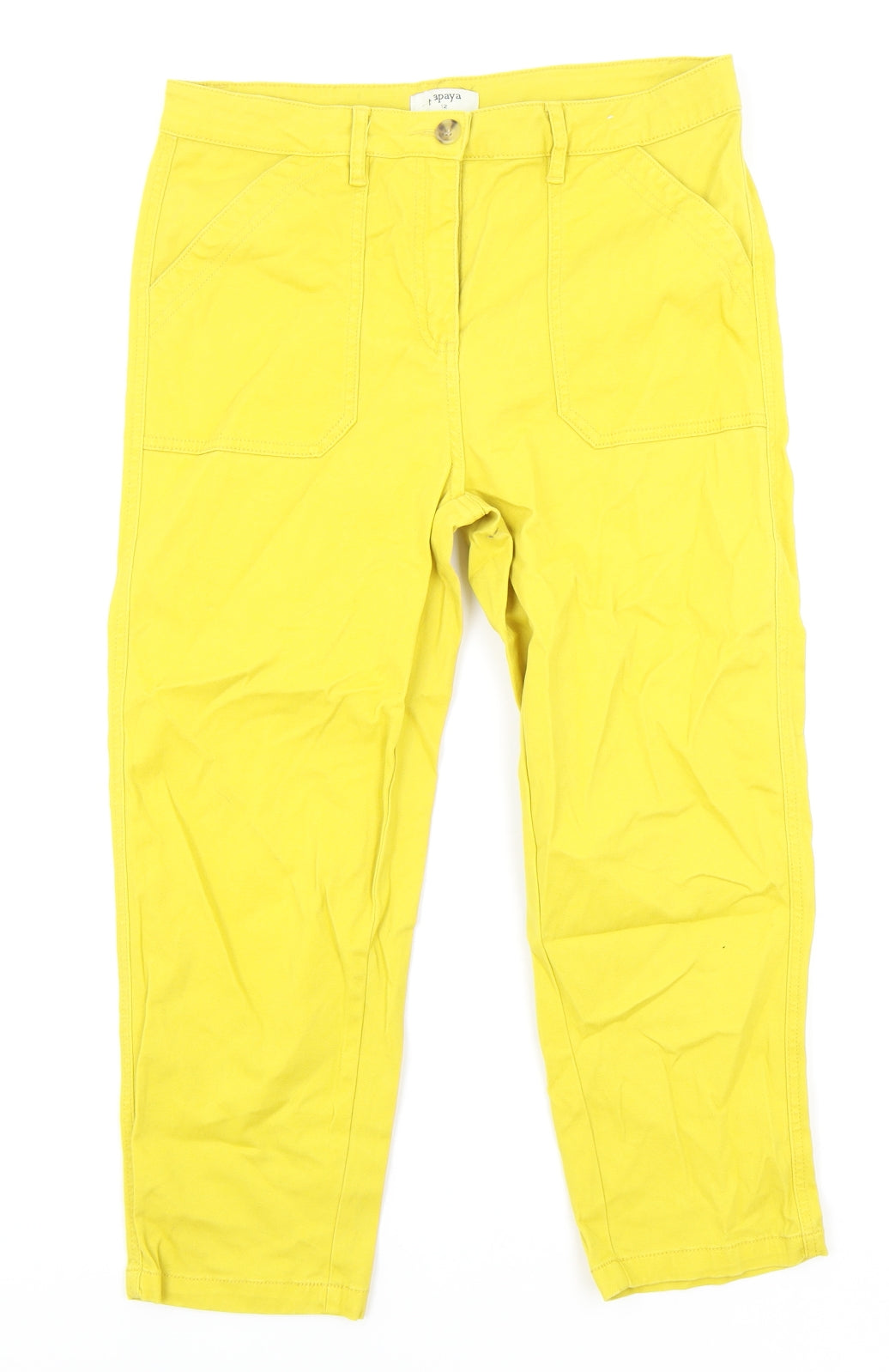 Papaya Womens Yellow Cotton Trousers Size 12 Regular Zip