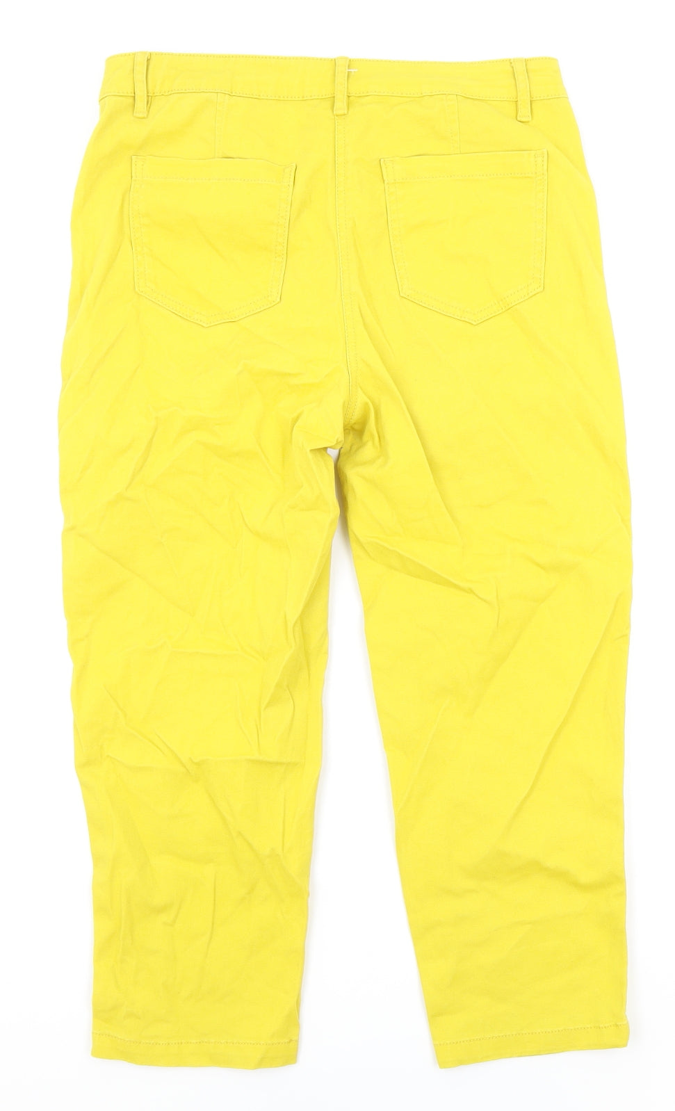 Papaya Womens Yellow Cotton Trousers Size 12 Regular Zip