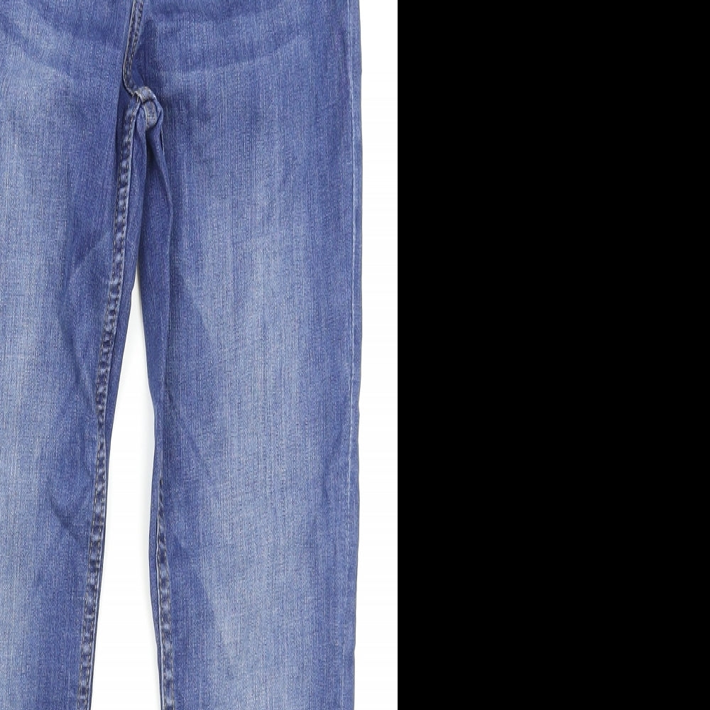H&M Girls Blue Cotton Straight Jeans Size 13 Years Regular Zip