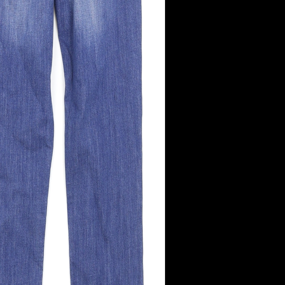 H&M Girls Blue Cotton Straight Jeans Size 13 Years Regular Zip