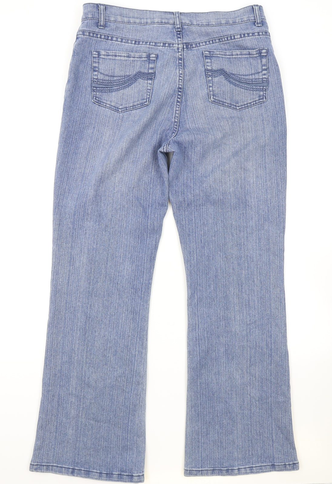 M&Co Womens Blue Cotton Bootcut Jeans Size 14 Regular Zip