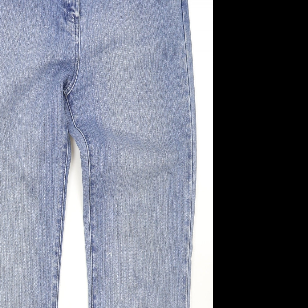 M&Co Womens Blue Cotton Bootcut Jeans Size 14 Regular Zip