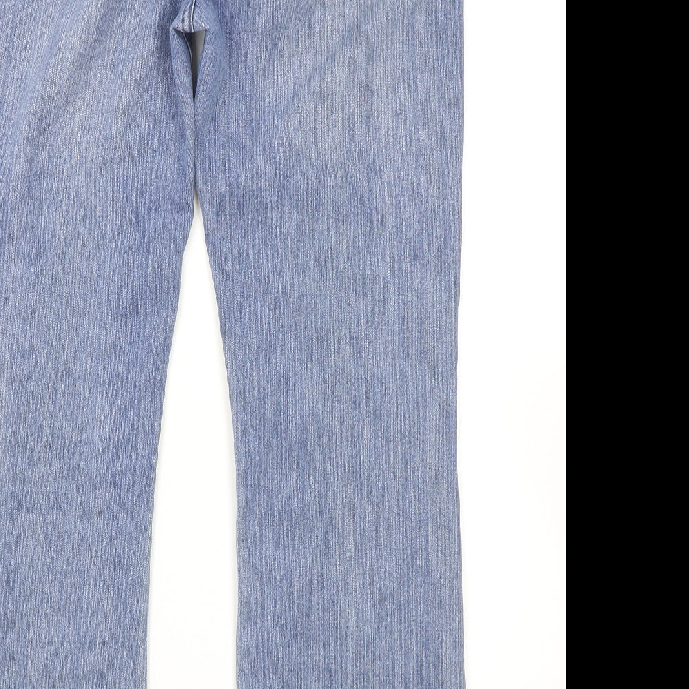 M&Co Womens Blue Cotton Bootcut Jeans Size 14 Regular Zip