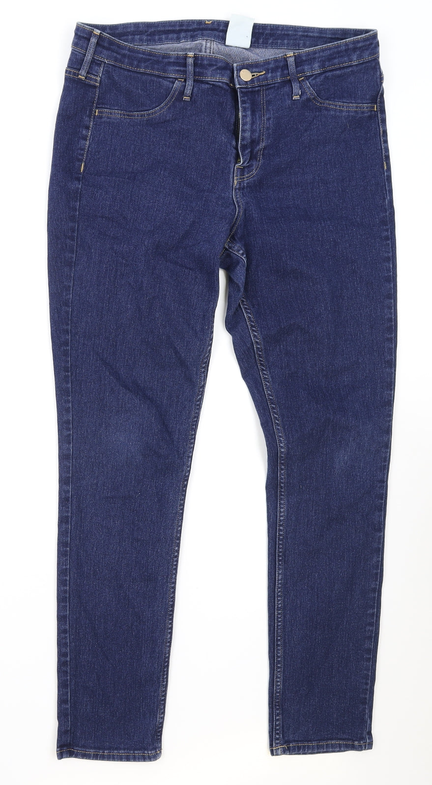 H&M Womens Blue Cotton Skinny Jeans Size 30 Regular Zip