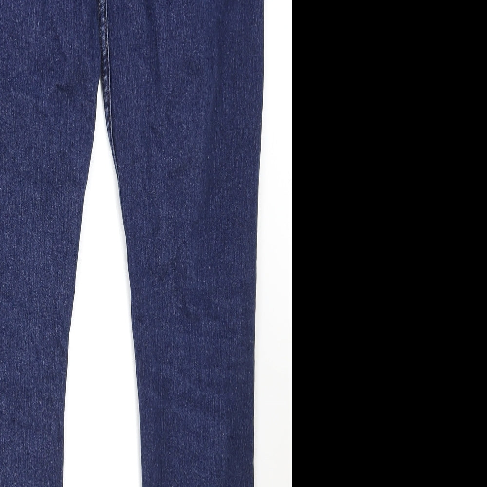 H&M Womens Blue Cotton Skinny Jeans Size 30 Regular Zip