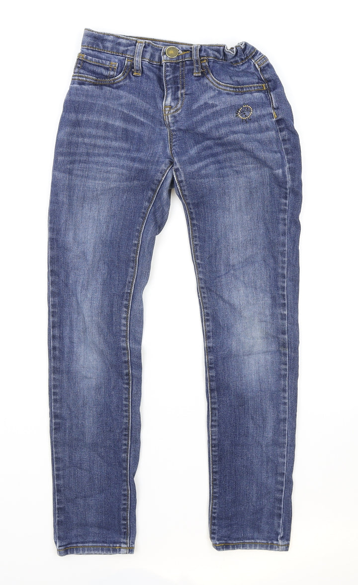 Gap Girls Blue Cotton Skinny Jeans Size 10 Years Regular Button