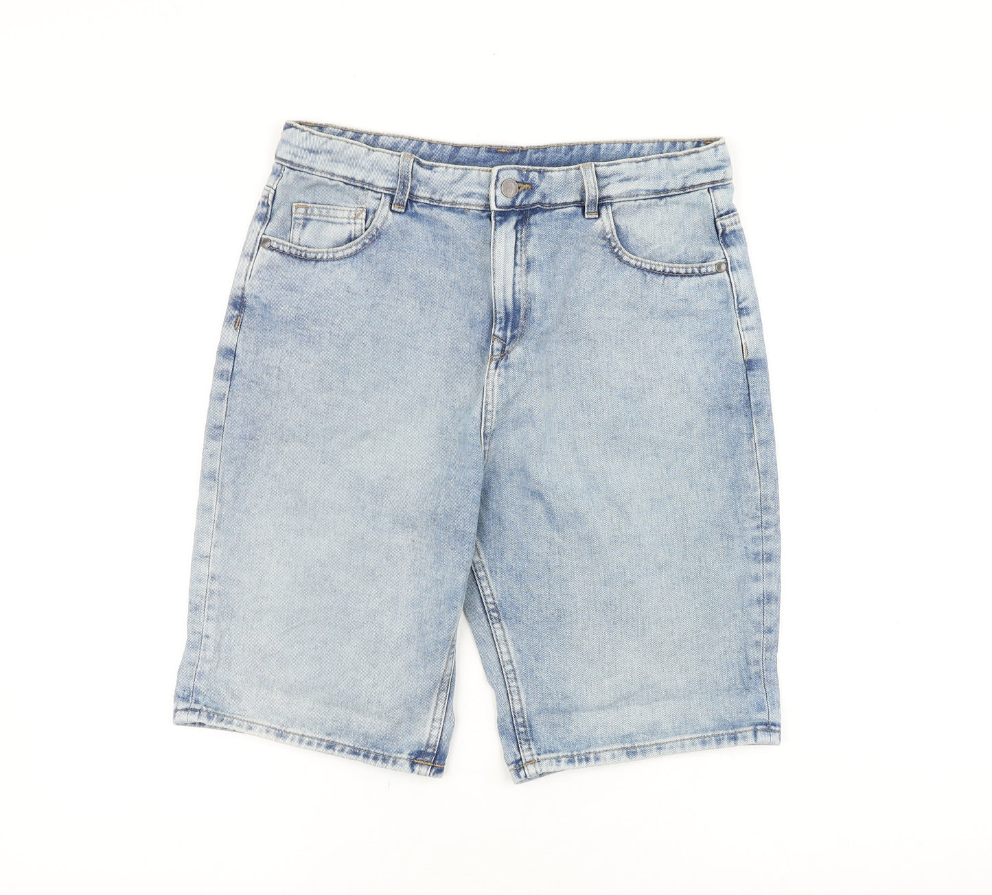 Marks and Spencer Girls Blue Cotton Bermuda Shorts Size 15-16 Years Regular Zip