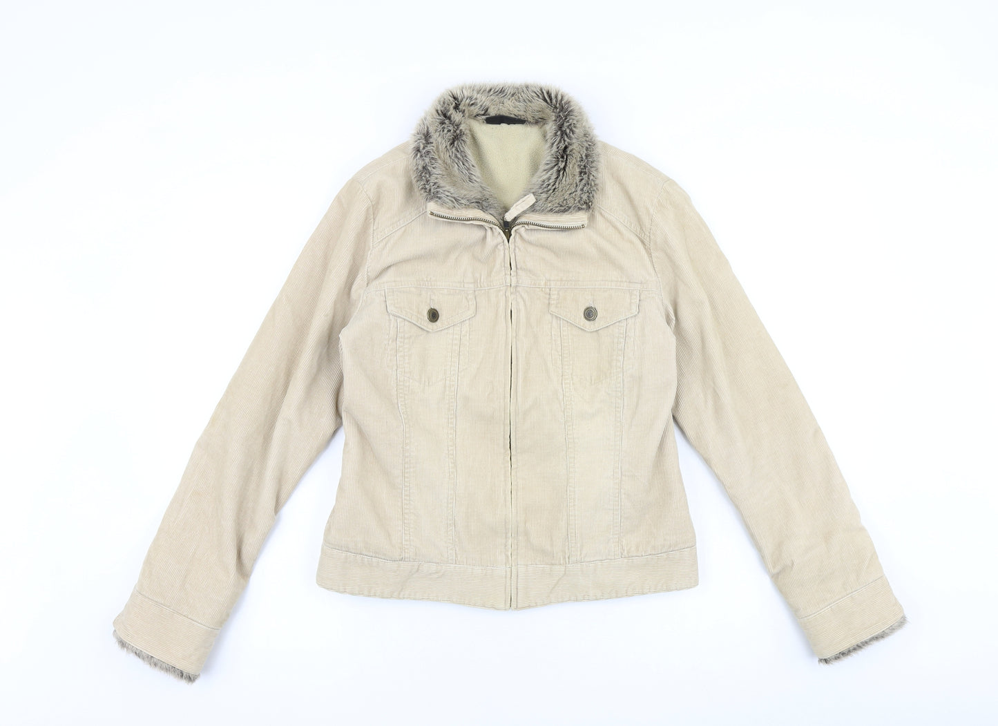 Principles Womens Beige Jacket Size 12 Zip