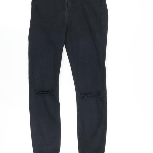 Topshop Womens Black Cotton Skinny Jeans Size 25 in Slim Zip