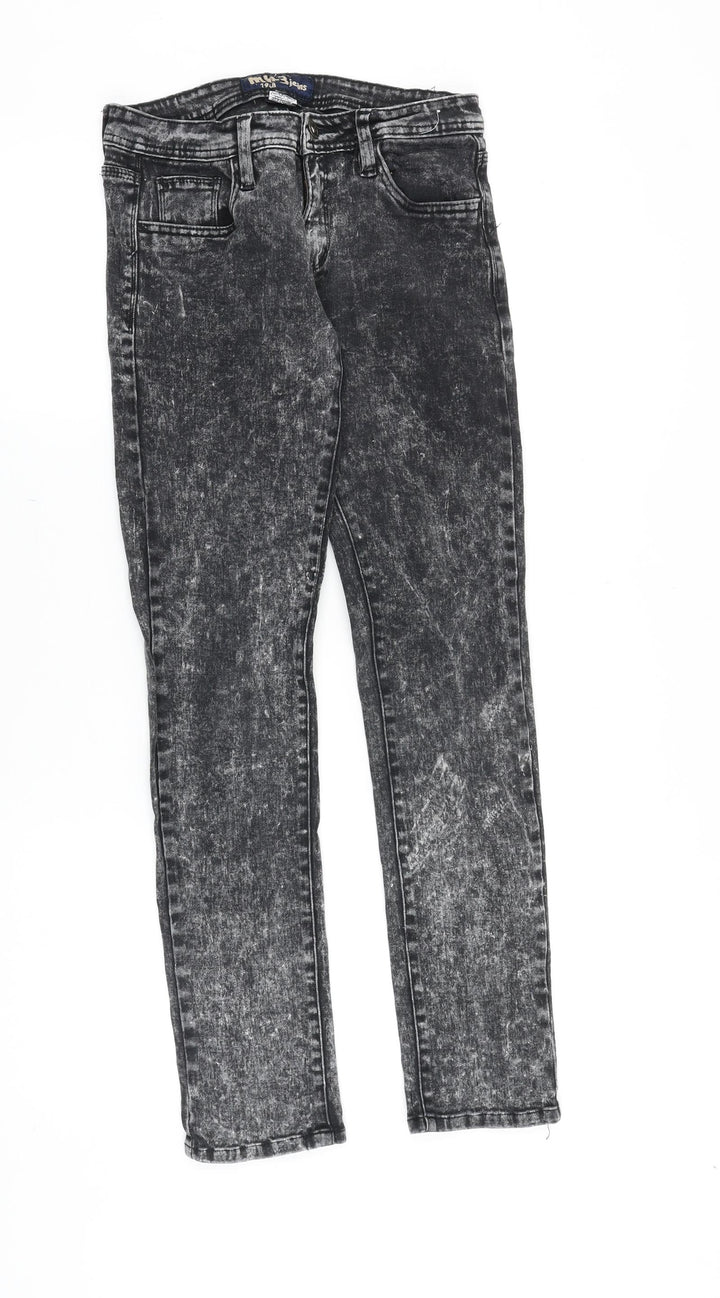 mh3 Womens Black Cotton Skinny Jeans Size M Slim Zip - Acid Wash
