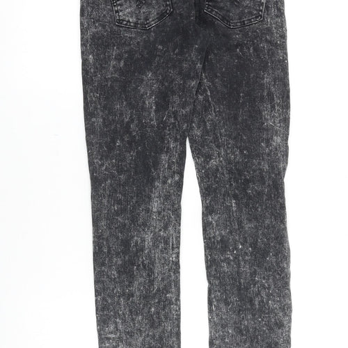 mh3 Womens Black Cotton Skinny Jeans Size M Slim Zip - Acid Wash