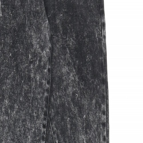 mh3 Womens Black Cotton Skinny Jeans Size M Slim Zip - Acid Wash