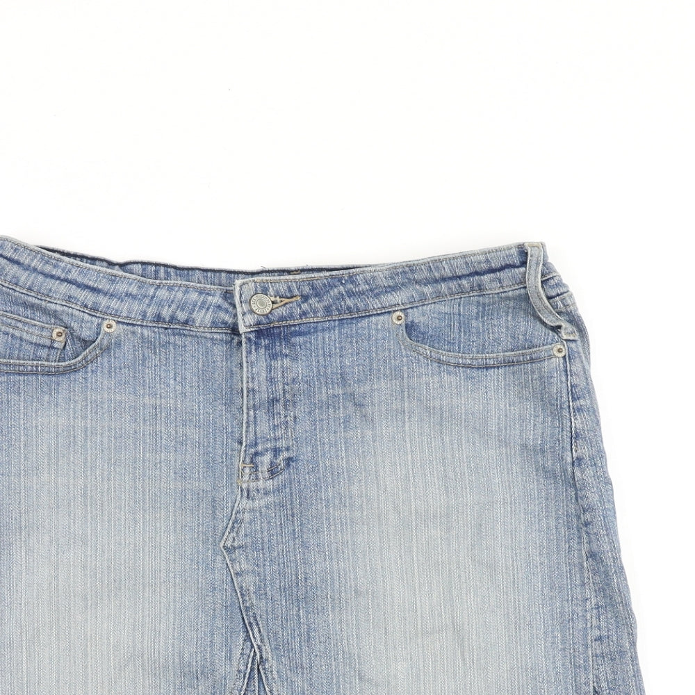 Denim & Co. Womens Blue Cotton Mini Skirt Size 12 Zip - Distressed