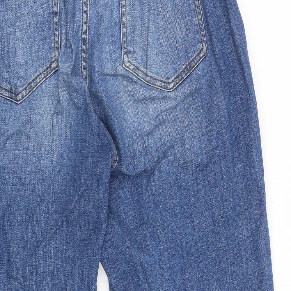 Dunnes Stores Womens Blue Cotton Wide-Leg Jeans Size 14 Regular Zip