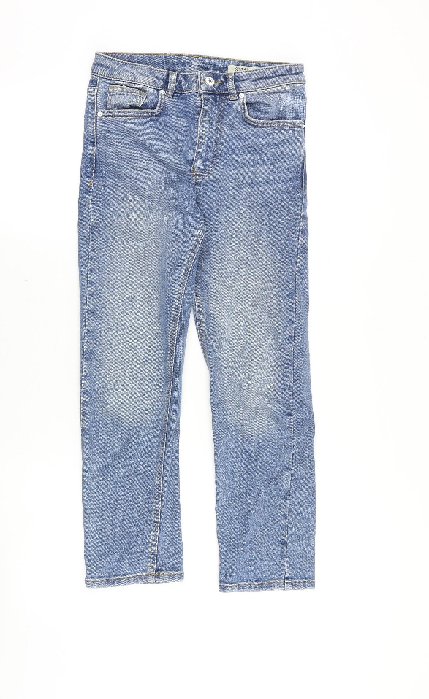 Marks and Spencer Womens Blue Cotton Straight Jeans Size 8 Regular Zip