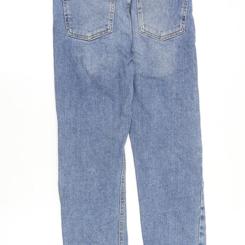 Marks and Spencer Womens Blue Cotton Straight Jeans Size 8 Regular Zip