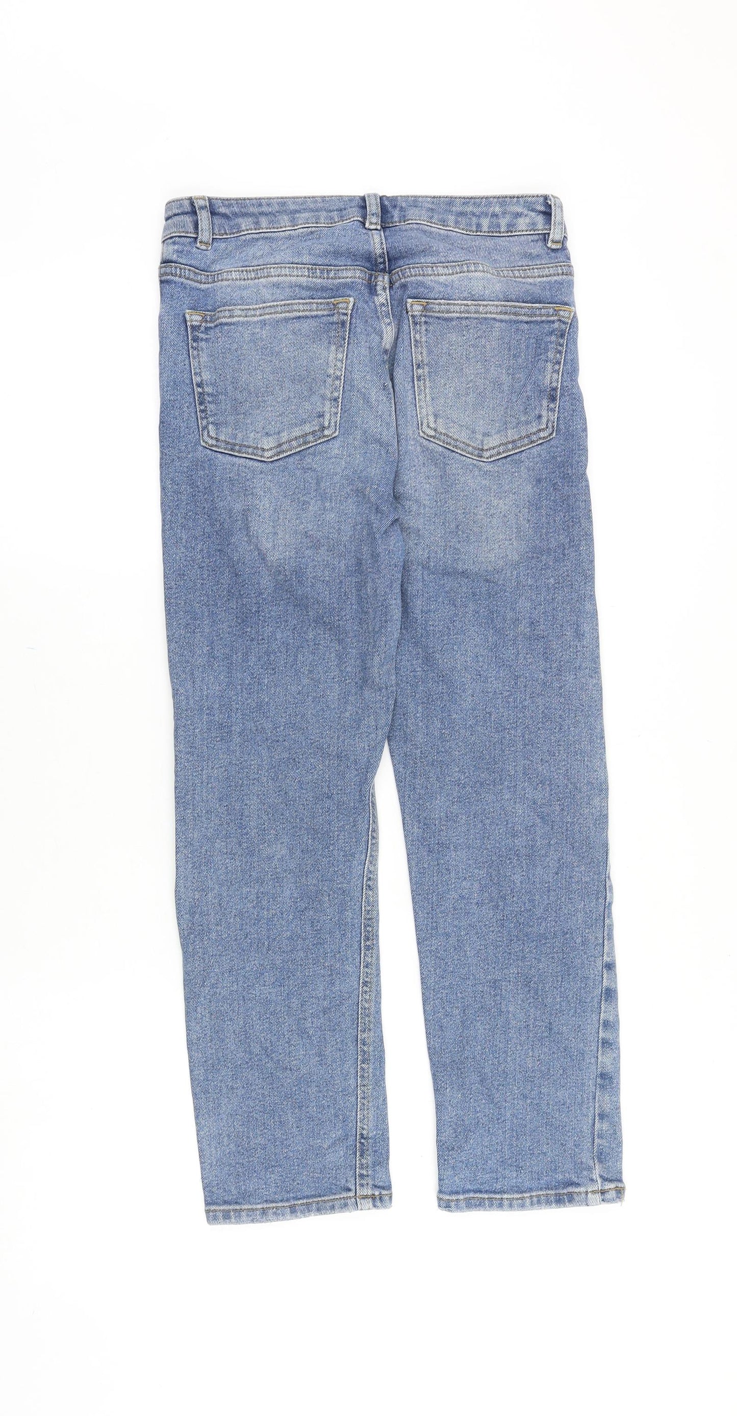 Marks and Spencer Womens Blue Cotton Straight Jeans Size 8 Regular Zip
