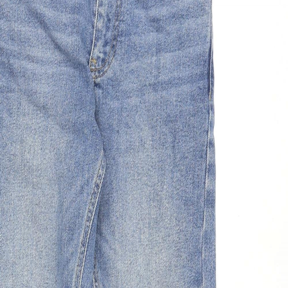 Marks and Spencer Womens Blue Cotton Straight Jeans Size 8 Regular Zip