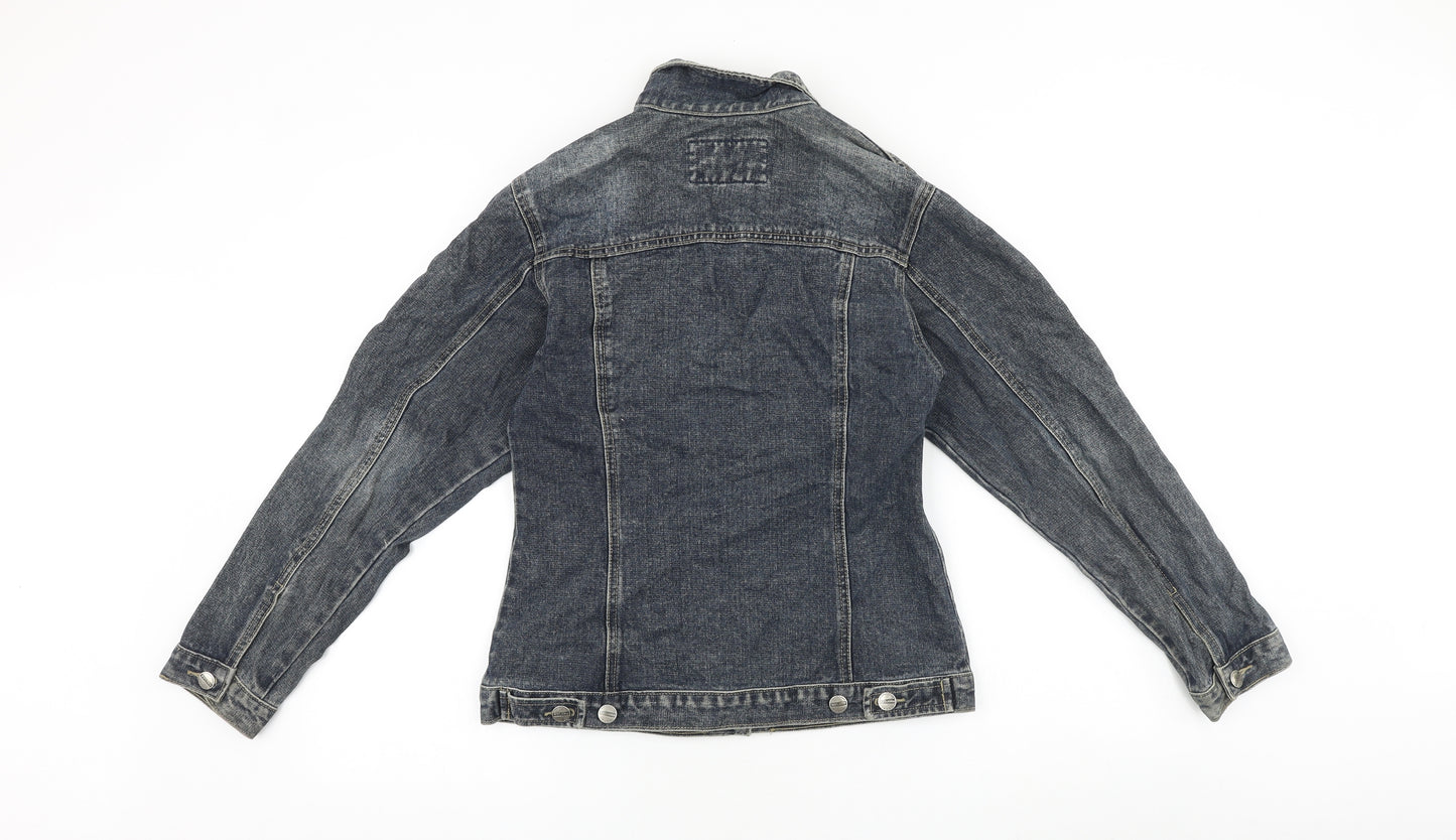 Helen Womens Blue Jacket Size 4 Button