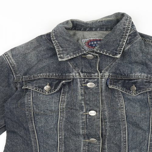 Helen Womens Blue Jacket Size 4 Button