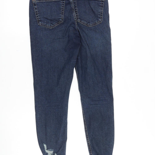 Topshop Womens Blue Cotton Skinny Jeans Size 26 in Slim Zip