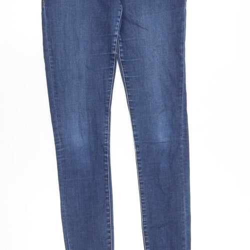 Topshop Womens Blue Cotton Skinny Jeans Size 30 in Slim Zip