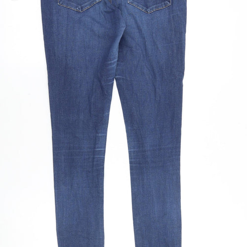 Topshop Womens Blue Cotton Skinny Jeans Size 30 in Slim Zip