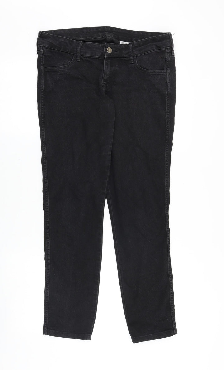 &Denim Womens Black Cotton Tapered Jeans Size 30 in Regular Zip