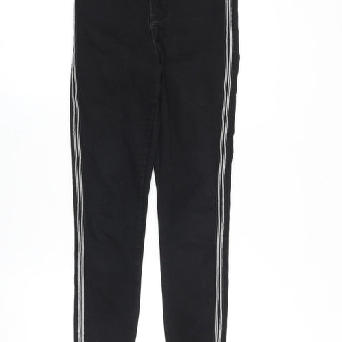 Denim & Co. Womens Black Cotton Skinny Jeans Size 6 Slim Zip - Side Stripe