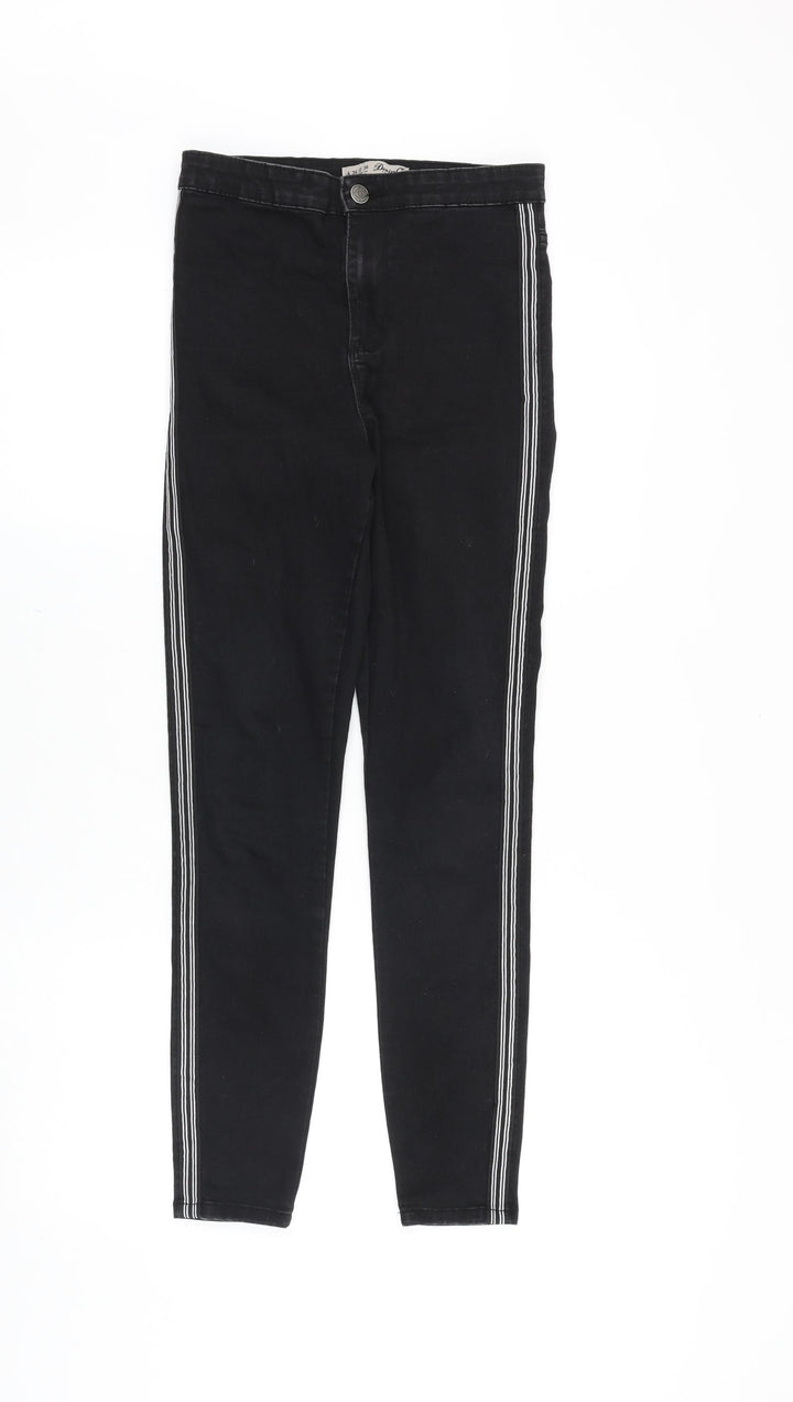 Denim & Co. Womens Black Cotton Skinny Jeans Size 6 Slim Zip - Side Stripe
