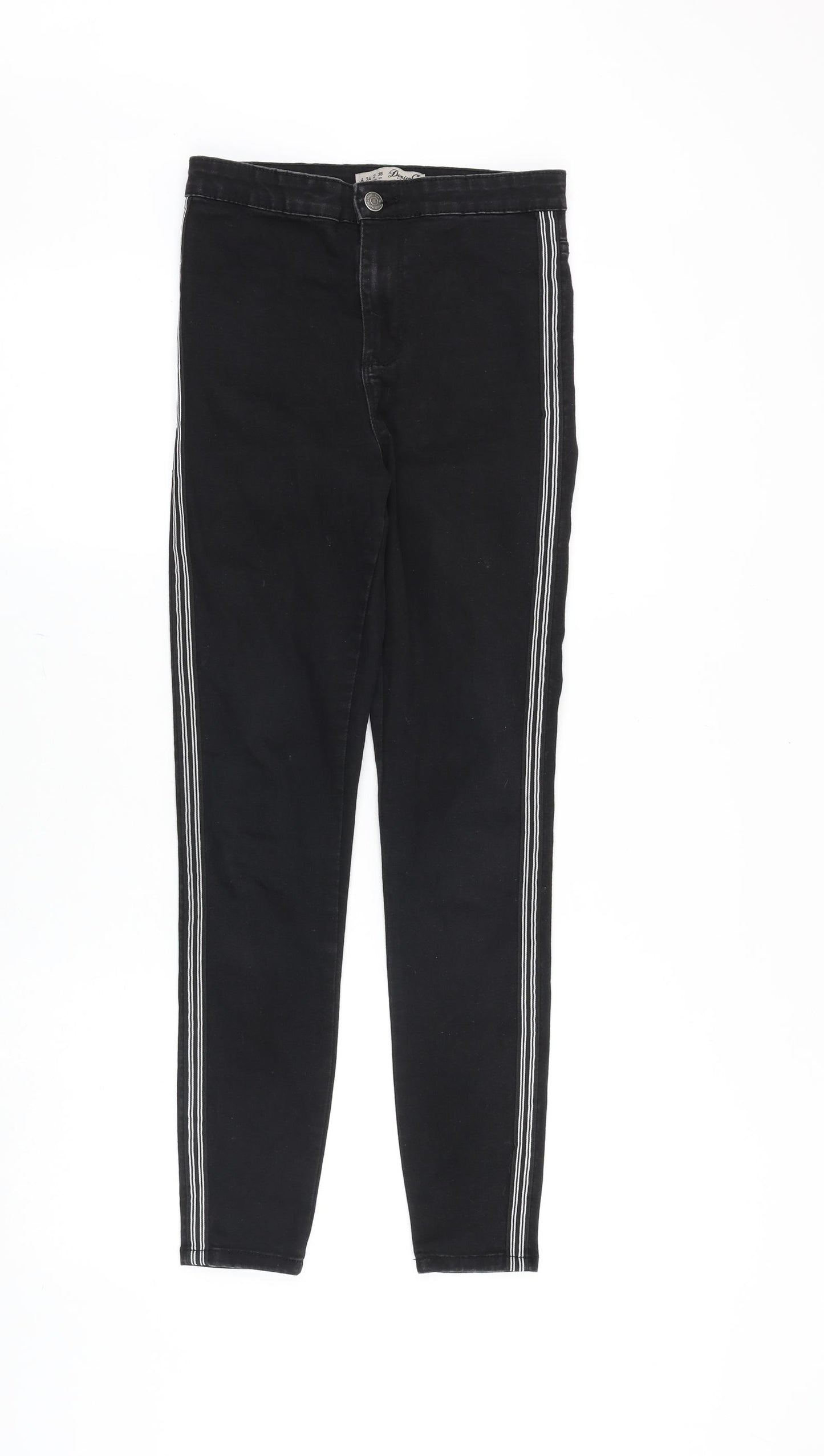 Denim & Co. Womens Black Cotton Skinny Jeans Size 6 Slim Zip - Side Stripe