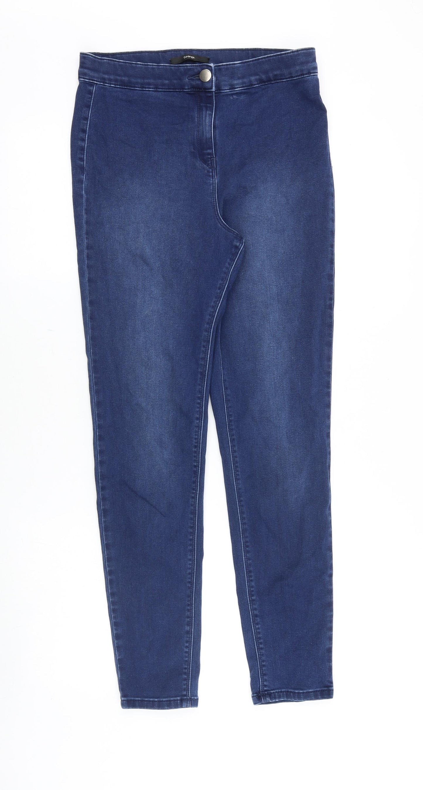 George Womens Blue Cotton Skinny Jeans Size 12 Slim Zip
