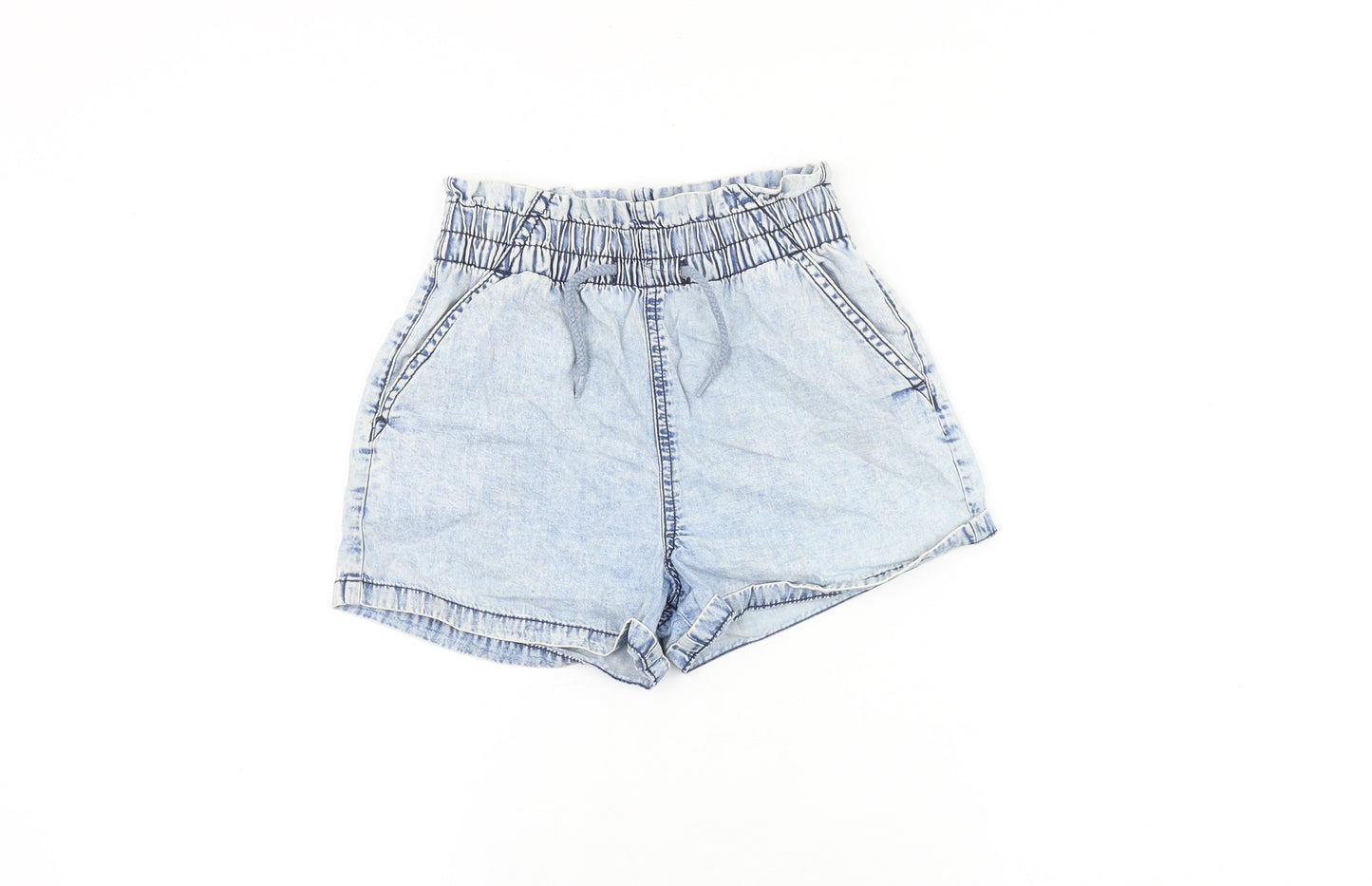 Nutmeg Girls Blue Cotton Culotte Shorts Size 8-9 Years Regular Drawstring