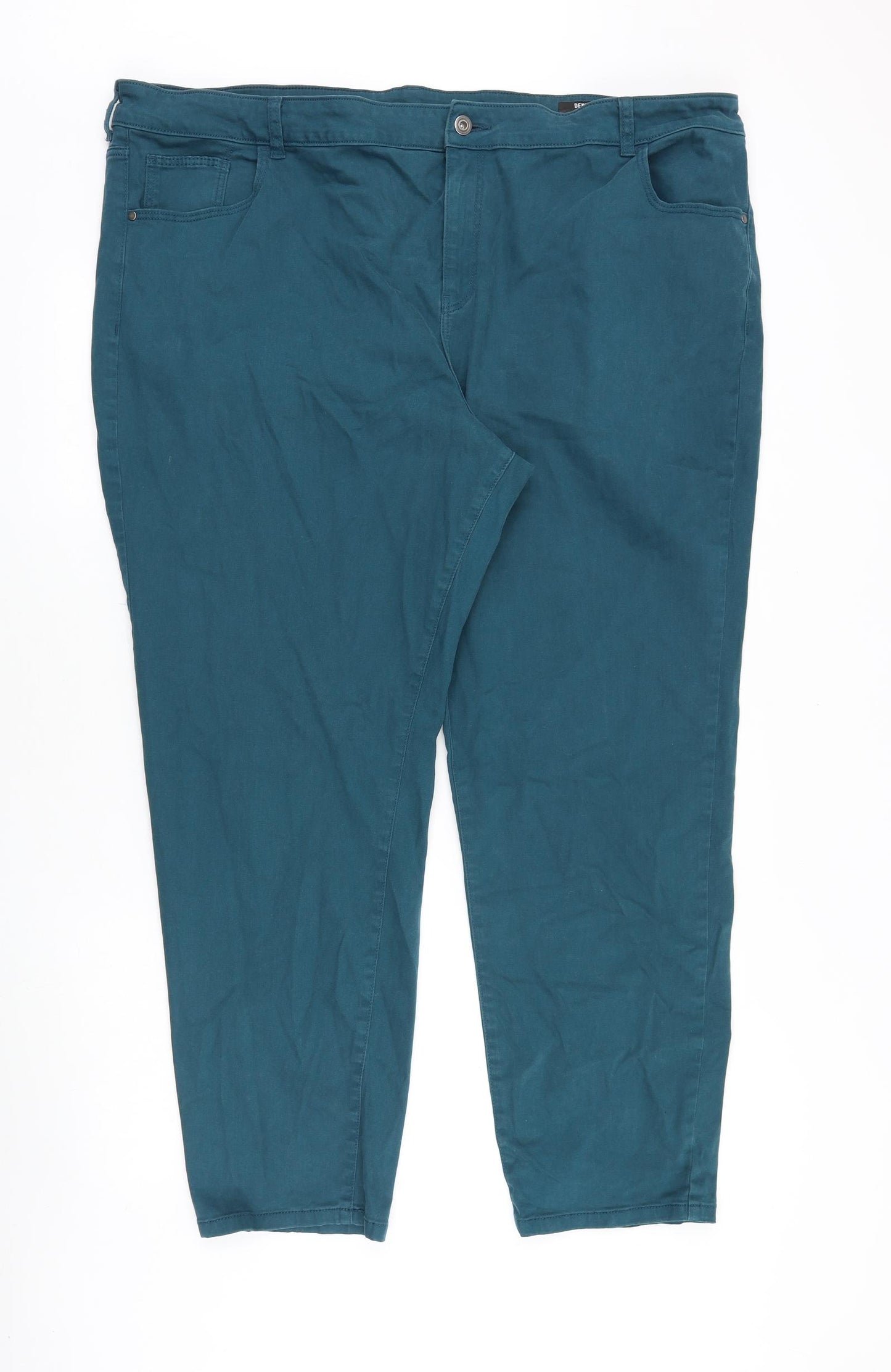 TU Womens Green Cotton Tapered Jeans Size 24 Regular Zip