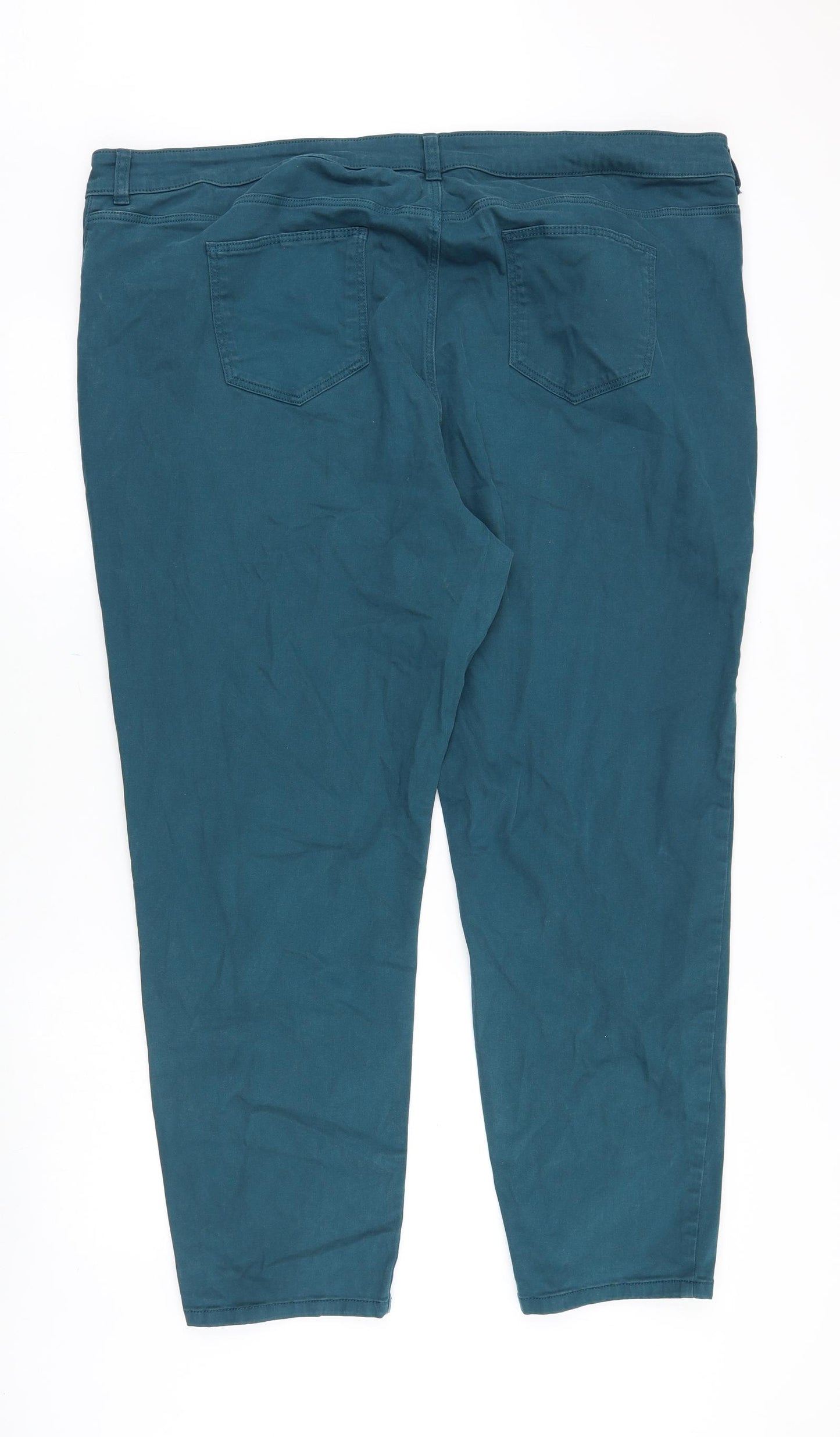 TU Womens Green Cotton Tapered Jeans Size 24 Regular Zip