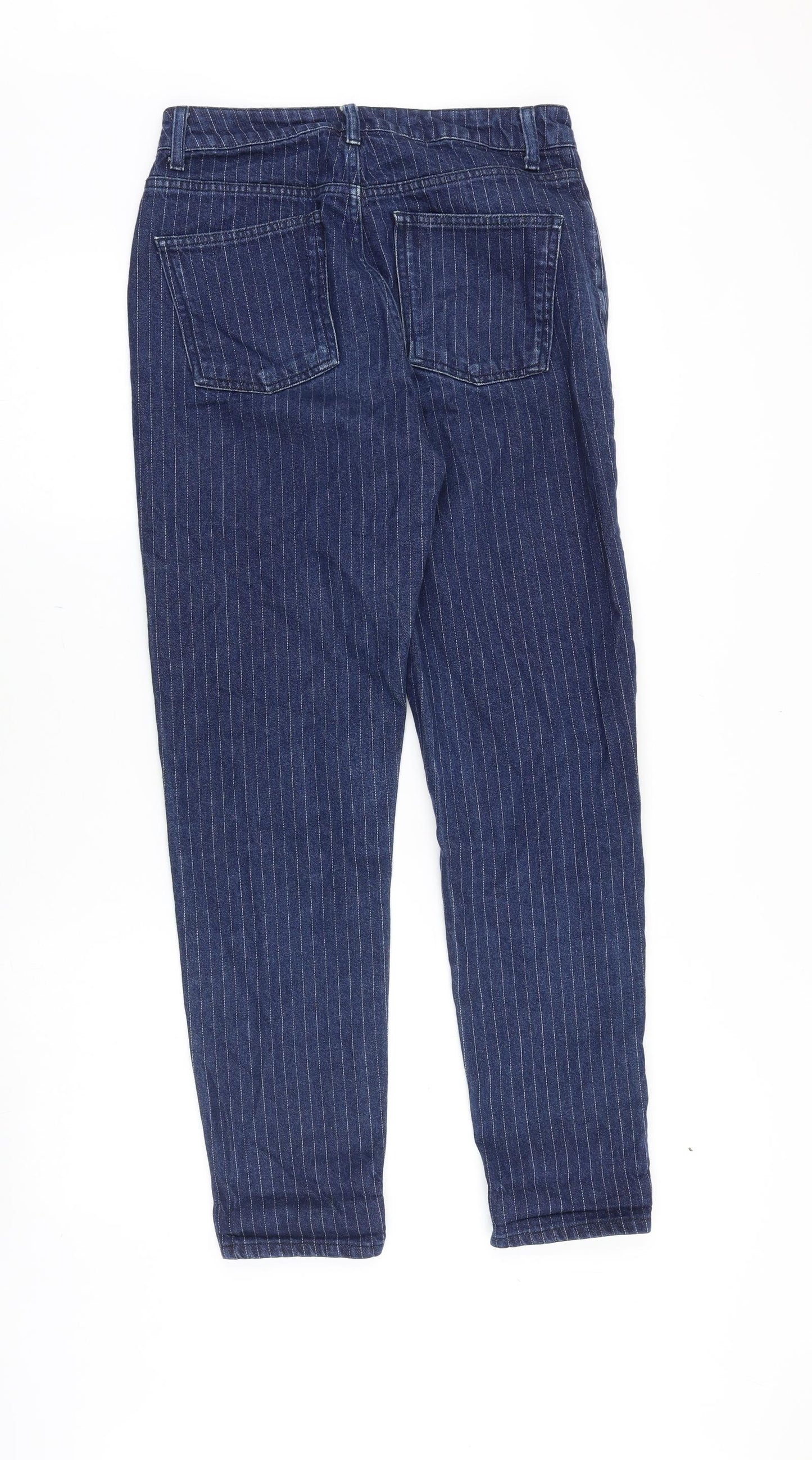 Topshop Womens Blue Cotton Tapered Jeans Size 28 in Regular Zip