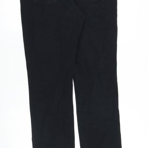 Marks and Spencer Womens Black Cotton Straight Jeans Size 12 Regular Zip